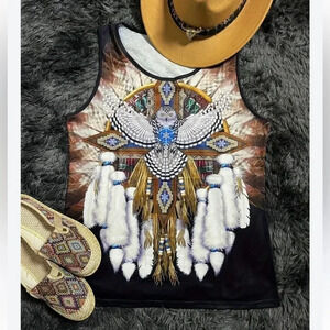 Women’s XXL Owl Dream Catcher‎ Tank Top Feathers Bohemian Mystical Whimsical